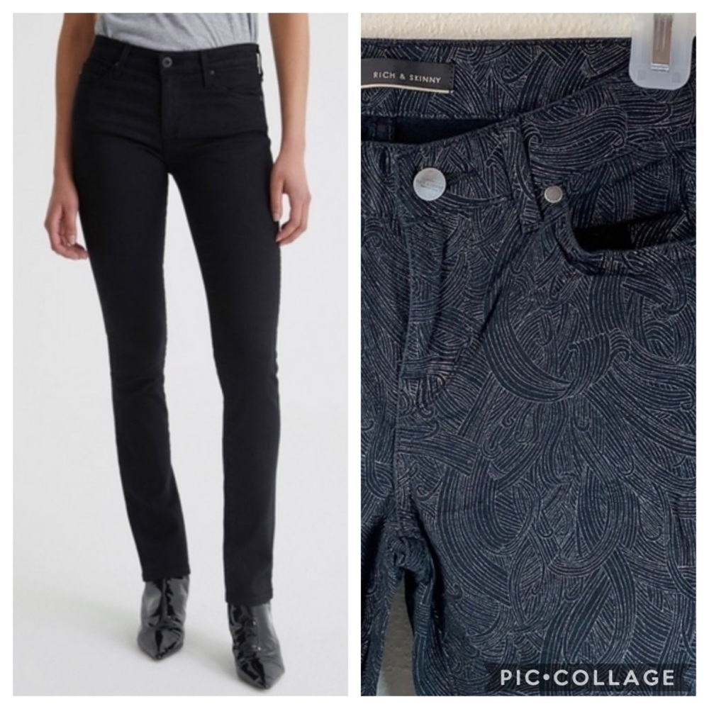 Rich & Skinny Harper wash pewter swirl pant EUC 26